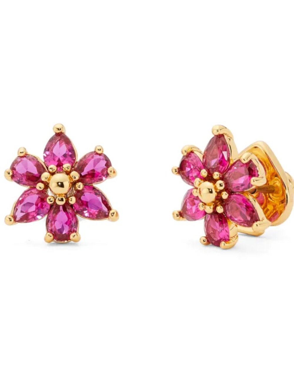 Kate Spade New York Pink Crystal Flower Stud Earrings Gold Tone Floral Earrings